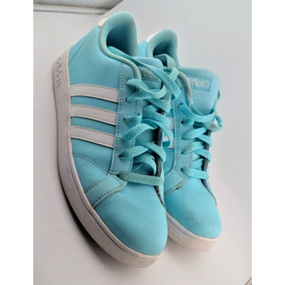 Adidas Womans Grand Court Size 5 'tiffany blue' white strip fashion lace Low Top